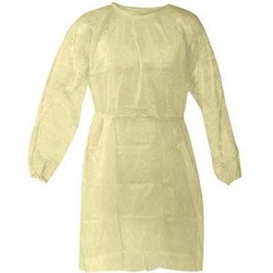 5x Schort – Bezoekersjas met manchet – Geel – 125 cm | Hygiene – Corona bezoeken – Ziekenhuis – Persoonlijke bescherming – Beschermingsjas | De Veiligheids-winkel