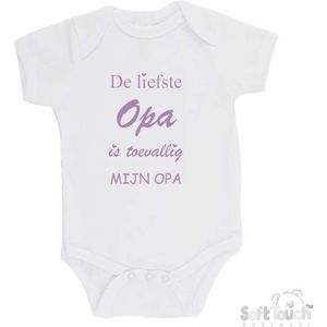 100% katoenen Romper ""De liefste opa is toevallig mijn opa"" Meisjes Katoen Wit/lila Maat 56/62