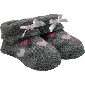 La Petite Couronne Babysokken Hearts Newborn Grijs Zonder Giftbox
