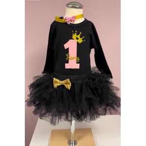 Verjaardag set-verjaardag outfit-kleedje-1 jaar-eigen naam-fotoshoot kleding baby 1 jaar-little girl dress-eerste verjaardag-verjaardag jurk-feestkleding-meisje-girl-birthday-cakesmash-jarig-set Belle (mt 86)