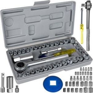 T.R. Tools - Dopsleutelset 40 delig in Kunststof Koffer - Metrisch + Engelse doppen - Ratelsleutel set / Doppenset - Gereedschap