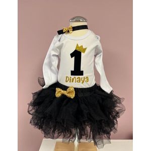 Verjaardag-outfit-setje-tutu-eigen naam-cakesmash-fotoshoot kleding baby 1 jaar-baby first birthday outfit-verjaardag jurk-kleedje-meisje-themafeest-1 jaar-eerste verjaardag-jarig-girl-set Noa (mt 80)