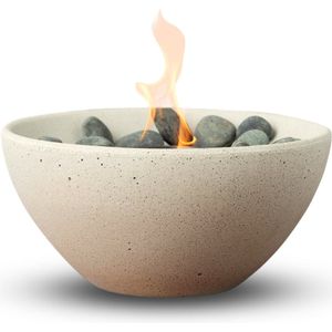 V&M Home Bio Ethanol Tafelhaard voor Binnen & Buiten - Sfeermaker - Luxe Schaalvorm - Crème
