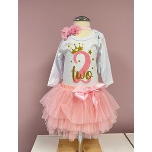 Verjaardagjurk 2 jaar-twee-jaar-second birthday dress-two-tutu-outfit-verjaardag-kleedje-fotoshoot kleding-cakesmash-feestkleding-verjaardag jurk-jarig-meisje-girl-themafeest-kinderfeestje-set Marit (mt 92)
