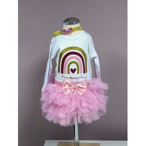 Verjaardagset-birthday-kleedje-eerste verjaardag-one-tutu-regenboog-rainbow (mt 86)