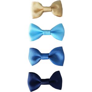 Haarspeldjes Baby met Strik - Setje Haarspeldjes voor Baby Meisjes Peuter - Meisjes Haaraccessoires - Haarclips - Goud - Korenblauw - Jeansblauw - Donkerblauw