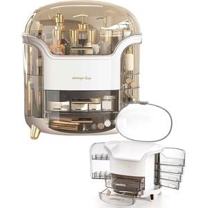 Make Up Organizer - XXL - Wit/ Retro look/ Opbergdoos/ Make up koffer/ Organizer/ Beautycase/ Cadeau - Kerst