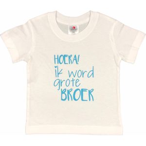 Shirt Aankondiging zwangerschap Ik word grote broer | korte mouw | aquablauw | maat 98/104 zwangerschap aankondiging bekendmaking Baby big bro brother