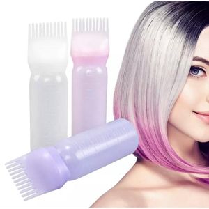 Haar olie fles Haarverf of Haarolie applicator met kam Haarfles voor olie & verven in Paars Doseerfles