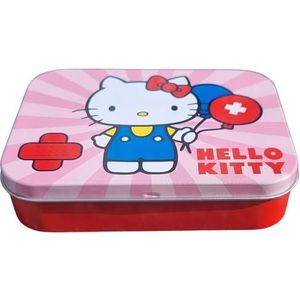 Hello Kitty Rosa Kinderpleisters met Licentie -12 stuks- Metalen Doos - 24 Pleisters - Mooie Design Pleister bewaardoos voor Kinderen - Plakpleister met Design - Geschikt voor Rugzak - Handtas