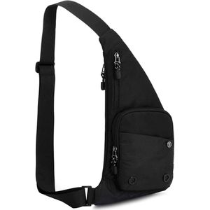 Crossbody Tas - Sling Bag - Verstelbare Band en Meerdere Vakken - Zwart