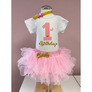 Verjaardag setje-verjaardag outfit-verjaardag jurk-baby first birthday outfit-little girl dress 1 jaar-fotoshoot kleding baby 1 jaar-kleedje-1 jaar-one-eerste verjaardag-meisje-girl-jarig-kinderverjaardag-tutu-set Dewi (mt 80)