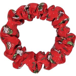 Kerst Scrunchie Voor Baasjes - Kleurrijke Haarelastiek - Rood - Kerstmis - Kerstkabouters - Gnomey Glamour - Paw My God!