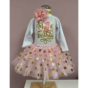 Verjaardag-outfit-eerste verjaardag-verjaardag jurk-baby first birthday outfit-little girl dress-baby-1 jaar-kleedje-setje-meisje-girl-jarig-feestkleding-kinderverjaardag-fotoshoot-set Shirley (mt 80)