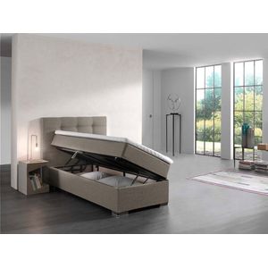 BOXSPRING BED MALAGA TAUPE 90X200 CM COMPLEET BOXSPRING MET TOPPER ""seatsandbeds