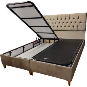 Boxspring Bed Dream Chester- 180x200cm- met opbergruimte- zonder matras- beige