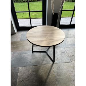M2-meubesl - ronde eikenhouten salontafel / 50x40cm / industrieel onderstel