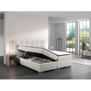 Boxspring Bed Malaga Wit 180 cm compleet bed inclusief topper en opbergruimte zetels en bedden