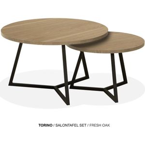 Maxfurn - Set ronde salontafels | Zeer krasvast | Kleur: fresh oak