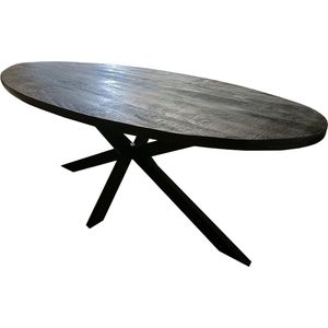 Ovale Eettafel Zwart Mangohout 210cm