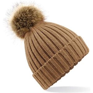 Beechfield 'Faux Fur Beanie Pom Pom' Bruin