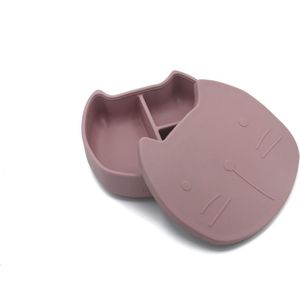 Siliconen lunch box - cat dusty pink - kinderbord - babybord - Siliconen bord - Babycadeaus voor eten & drinken - BPA vrij baby bordje