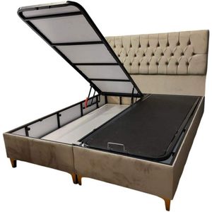 Boxspring Bed Dream Chester- 140x200cm - met opbergruimte- zonder matras- beige