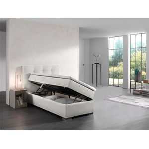 BOXSPRING BED MALAGA WIT PU 90X200 CM COMPLEET BOXSPRING MET TOPPER seats and beds