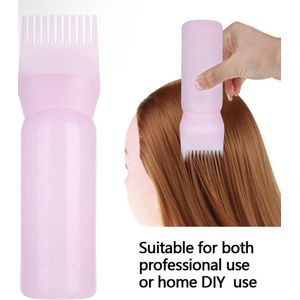 JO&RAE-Applicator met kam-Haarverf fles-Olie applicator met kam-kleur wit/roze
