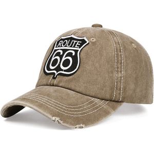 Baseball Cap Route 66 – Beige – Stonewashed Denim Pet