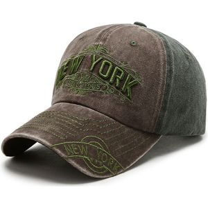 Baseball Cap New York – Paars/Olijf – Stonewashed Denim Pet