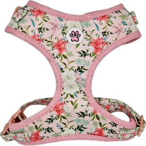 Hondentuigje - Zacht Tuigje / Honden Harnas - Roze - Bloemen - Rozen - You are Llamazing - Paw My God! - Maat L