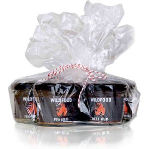 WildFood - Dry BBQ Rub - GESCHENK VERPAKKING - Barbecue kruiden - Kruiden & Specerijen - Kruiden pakket - Cadeau set - Kado Tip - Glazen herbruikbare jampotjes set - Gift set - Kadotip - Sinterklaas - Kerst - Feestdagen