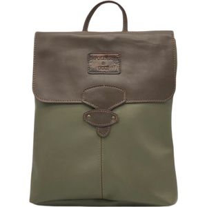 POLDER & DIKE - rugtas - TRIBECA - groen - Army Green/Chocolate - echt leer