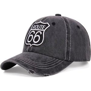 Baseball Cap Route 66 – Zwart – Stonewashed Denim Pet