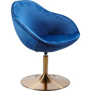 Rootz Fauteuil - Loungestoel - Kuipstoel - Bureaustoel - Relaxfauteuil - Velvet Fauteuil - Velvet - Blauw - Goud