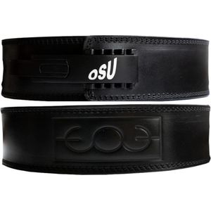 OSU Sportswear Premium Lever Belt - Powerliftig Riem - 13MM - Premium Clip Sluiting - Powerlifting/Bodybuilding - Krachttraining Accessoires – Black embossed - Hard Leather – S
