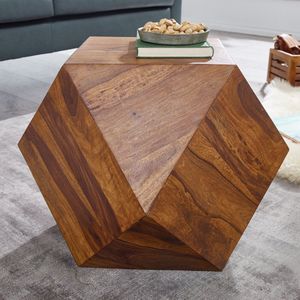 Rootz Salontafel - Massief Sheesham Hout - Diamantvorm - Diamant - Bijzettafel - Decoratietafel - 57x42.5x57 cm - Bruin