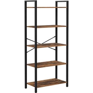 Rootz Boekenkast - Vintage Wandkast - Staande Kast - Bruin/Zwart - 66 x 30 x 153 cm