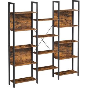 Boekenkast - Woonkamerkast - Decorkast - Ladderkast - Vintage bruin / Zwart