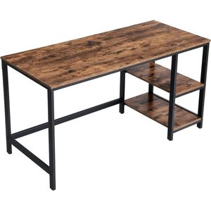 Rootz Desk - Computertafel - Opbergruimte - Industrieel - Bruin - Zwart - Bewerkt Hout - Staal - 140 x 60 x 75 cm