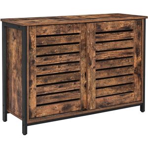 Rootz Opbergkast - Commode - Industriële Kast - Dressoir - Kast met 2 Planken en 2 Deurtjes - 100 x 35 x 70 cm (LxBxH)