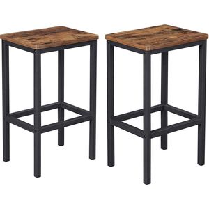 Barkrukken - Hoge eetkamerstoelen - Set van 2 - Industriële stijl - Bruin en Zwart