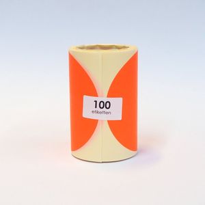Blanco Stickers op rol 100 stickers 100mm fluor rood