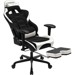 Rootz Gamer stoel - Bureaustoel - Zwart/Wit - 69 x 70,5 x 138 cm