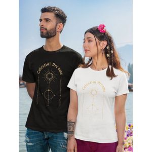 Shirt - Celestial dreams - Wurban Wear | Grappig shirt | Leuk cadeau | Unisex tshirt | Mindfulness | Horoscoop | Spiritualiteit | Universum | Manifesteren | Wit & Zwart