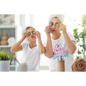 Shirt - I was normal two kids ago - Wurban Wear | Grappig shirt | Leuk cadeau | Unisex tshirt | Moederdag | Moeder cadeau | Diffuser | Yoga | Wit