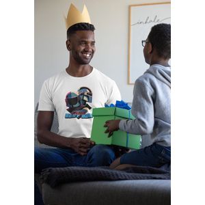 Shirt - Galaxy’s best dad - Wurban Wear | Grappig shirt | Leuk cadeau | Unisex tshirt | Vaderdag cadeau | Voetbal | Gewichten | Wit