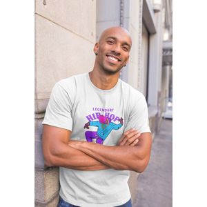 Shirt - Legendary hip hop - Wurban Wear | Grappig shirt | Muziek | Unisex tshirt | Oortjes | Box | Gitaar | Piano | Dans | Koptelefoon | Wit
