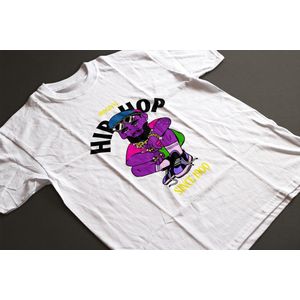 Shirt - Hip hop - Wurban Wear | Grappig shirt | Muziek | Unisex tshirt | Oortjes | Box | Gitaar | Piano | Dans | Koptelefoon | Wit